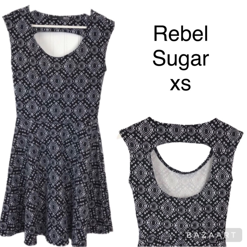 Rebel Sugar Fit & Flare Dress, Aztec, Cut Out Back